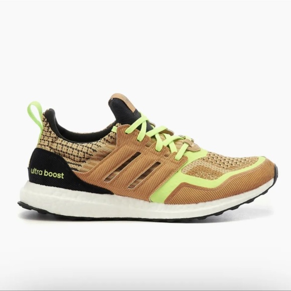 ADIDAS ULTRABOOST 5.0 DNA BROWN VOLT NEON ATHLETIC BOOST RUNNING SHOES GX5255 - Picture 1 of 8